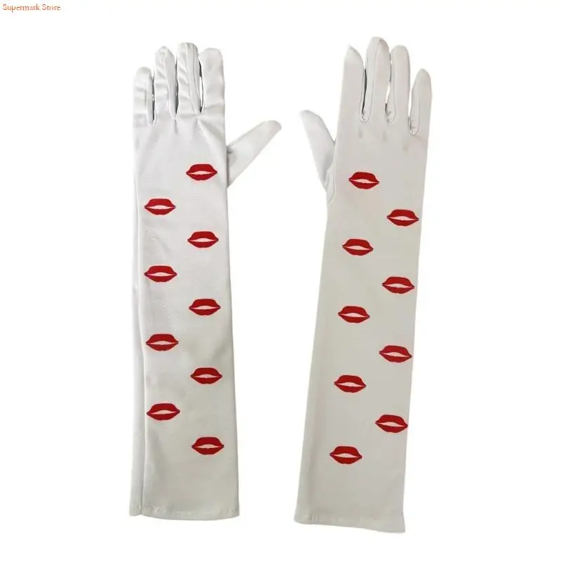 Q5WE Valentine's Day Gloves Halloween Headbands Headdress for Masquerades Makeup for Party Masquerades Heart