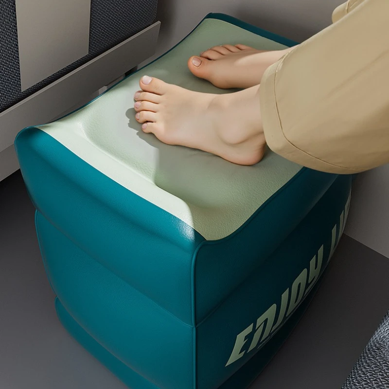 Portable Home Travel Footstool PVC Compression Inflatable Footstool Airplane High-speed Rail Seat Cushion Adjustable Height