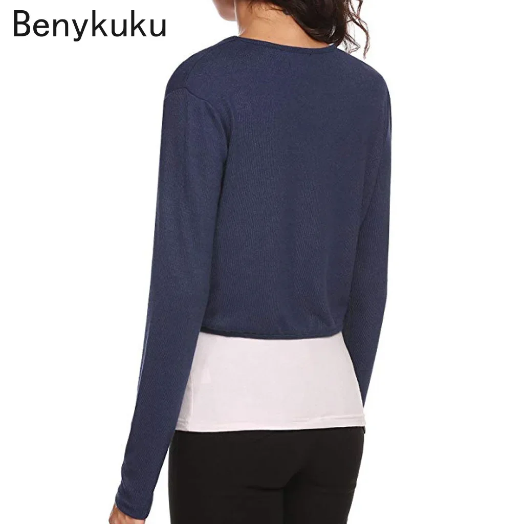 Women Long Sleeve Bolero Shrug Cropped Top Knitwear Cardigan Female Outerwear Coat Fashion Casual Home Slim Fit Sweater Clothes