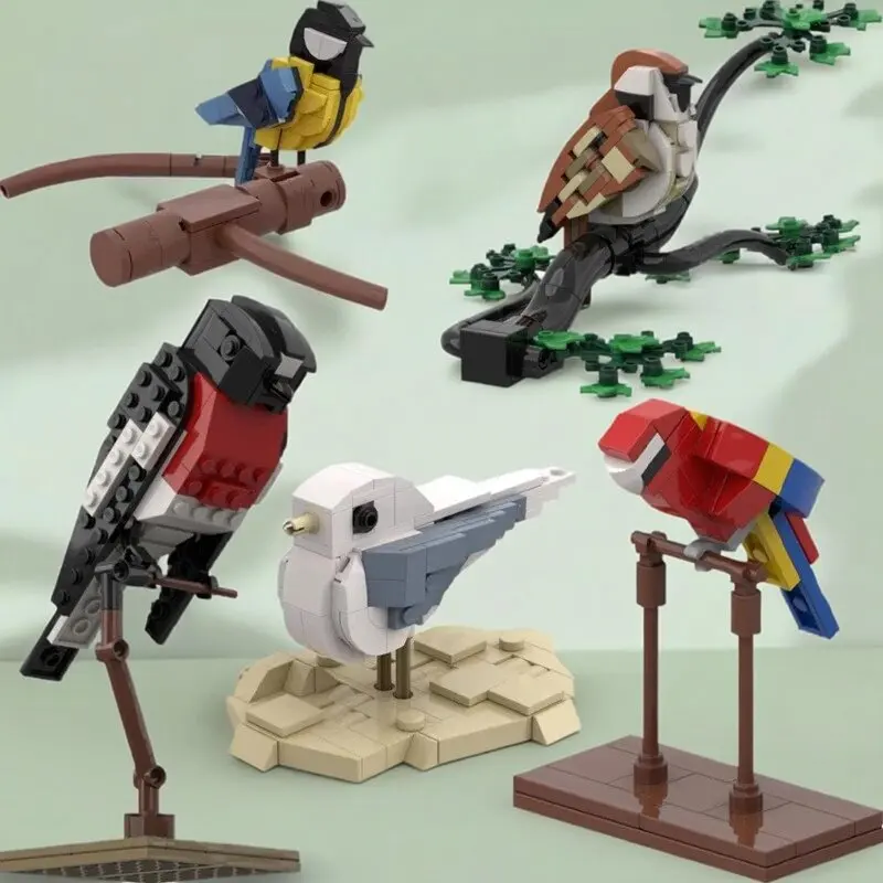 Bausteine Möwe, Spatz, Papagei, Großspatz Modell DIY Kinderspielzeug Geburtstagsgeschenk MOC Spatz Kreatives Tier Fliegender Vogel – Detail 1