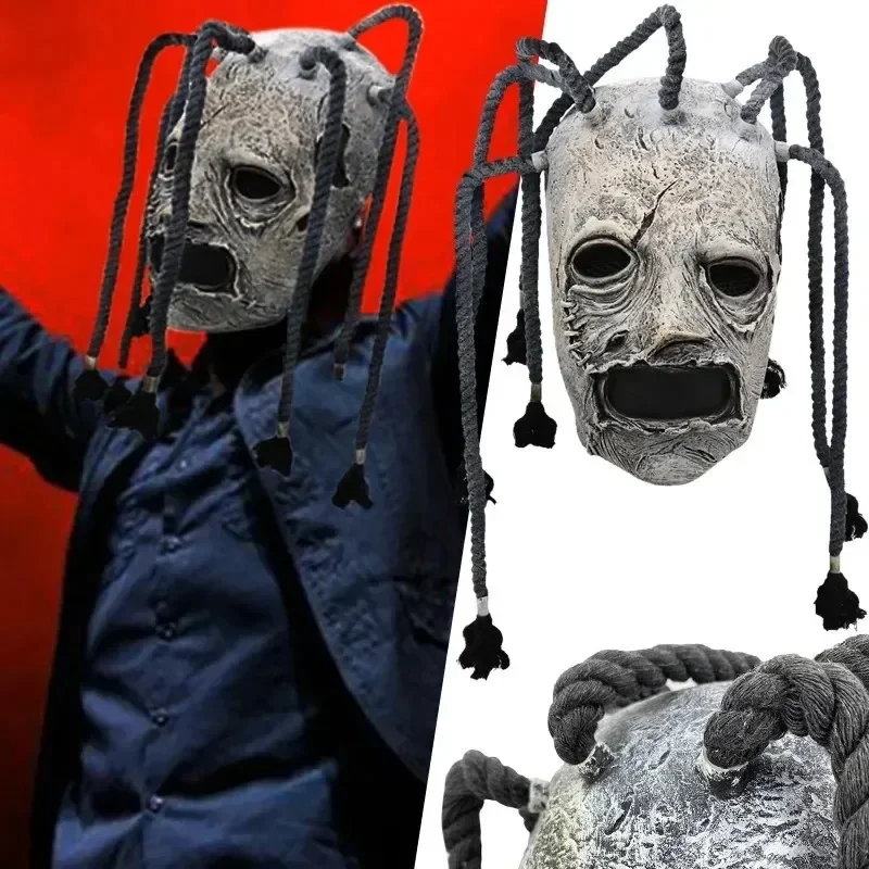 Ghost Knot Long Hair Braid Mask Halloween Event Corey Taylor Cosplay Unisex Party Demon Face Rope Mask Adult Party Costume Props