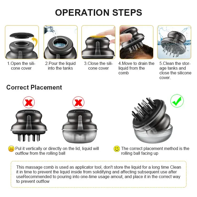 Mini Rolling Balls Comb Hair Oil Applicator Steel Plastic Handle Scalp Massage Device for Home Use Styling Hair Growth Brush