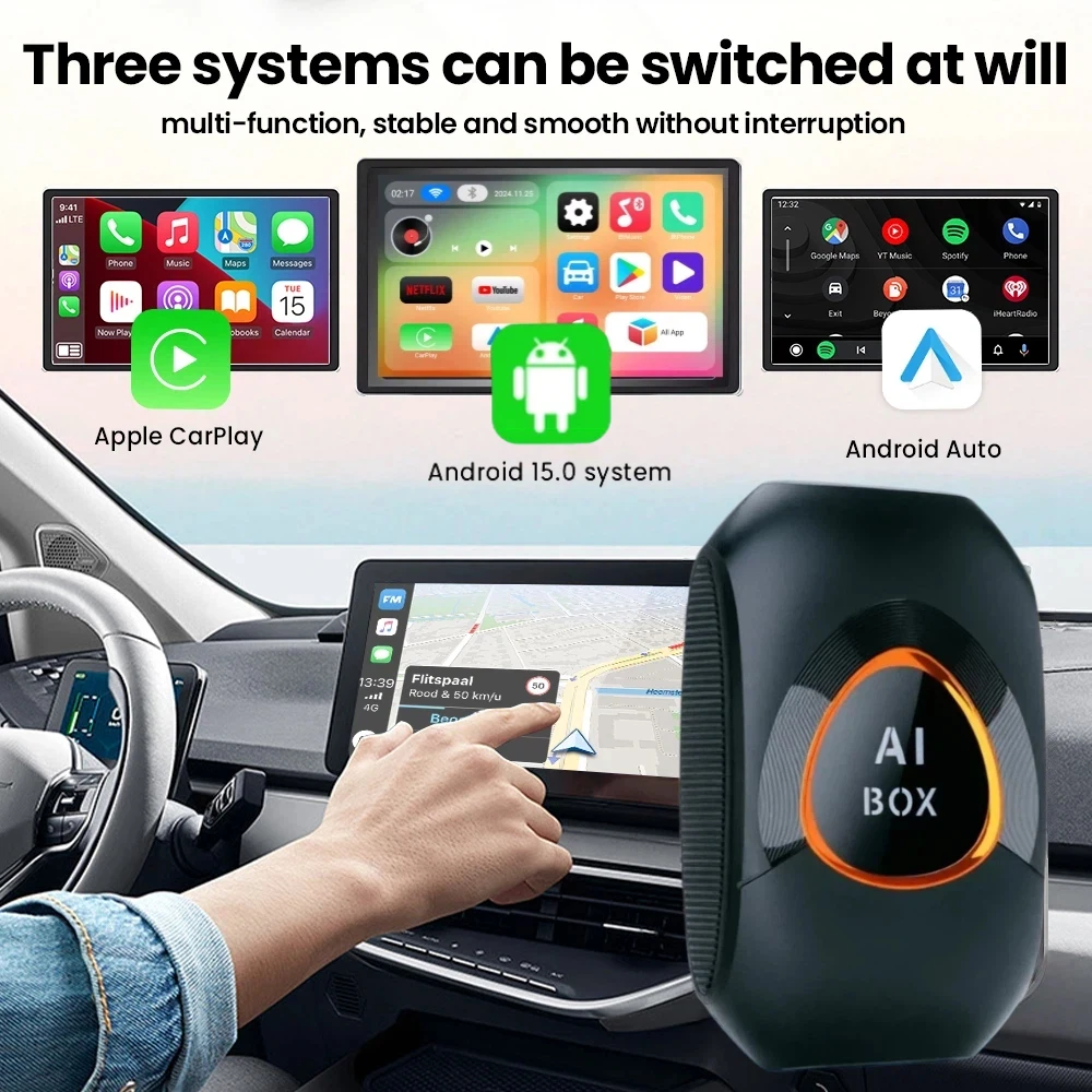 Android 15 Carplay AI Box Wireless Carplay Android Auto Support Netflix Youtube For VW Toyota Mazda Hyundai Ford Haval GMC Audi view 2