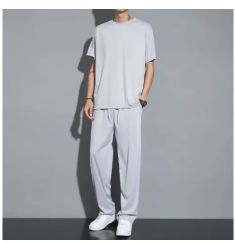 

Ice silk sports suit men's summer thin casual pants short-sleeved quick-dry sense clothes set