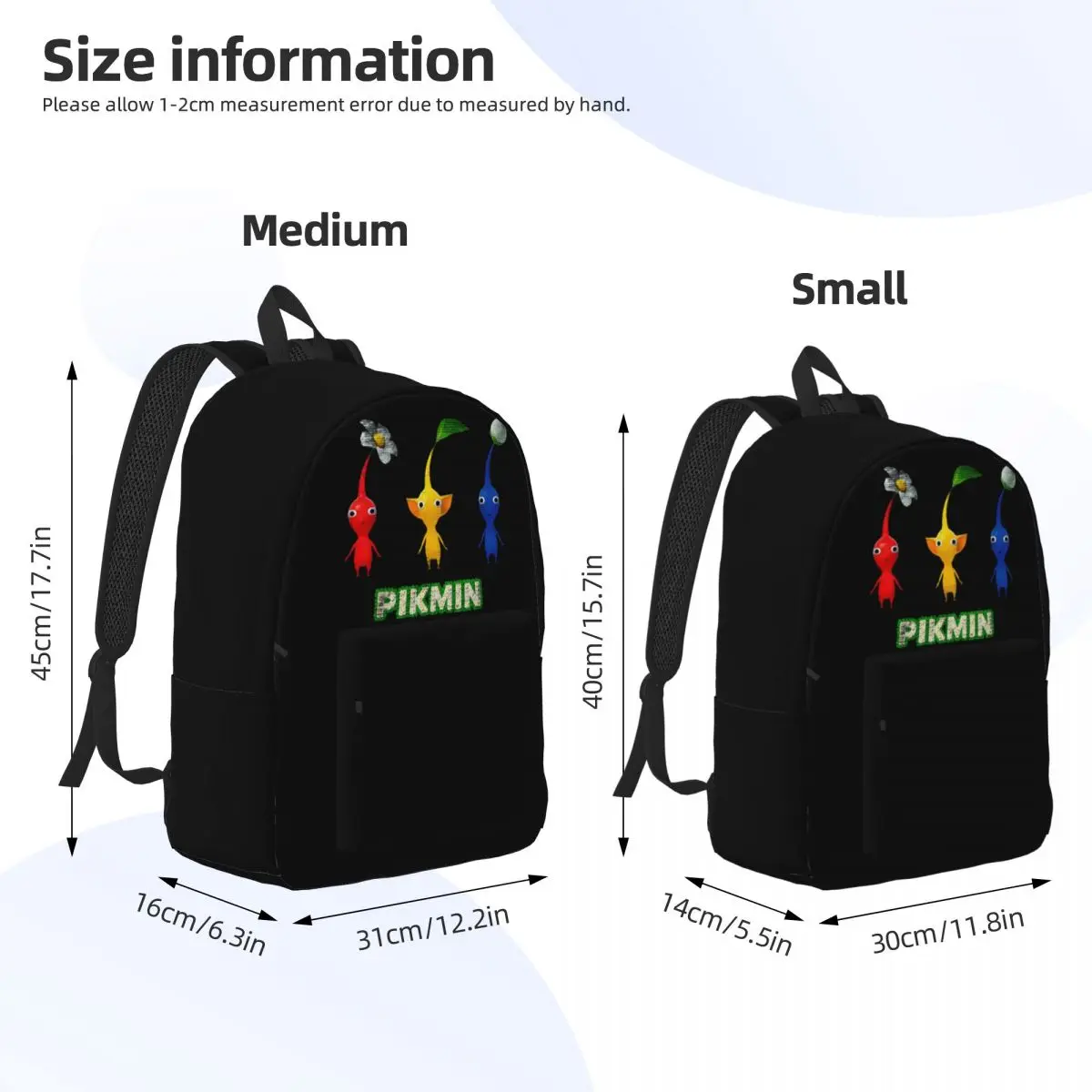 Mochila sencilla de Pikmin para hombre y mujer, morral de estilo Trio, ideal para estudiantes de secundaria y Universidad, para exteriores