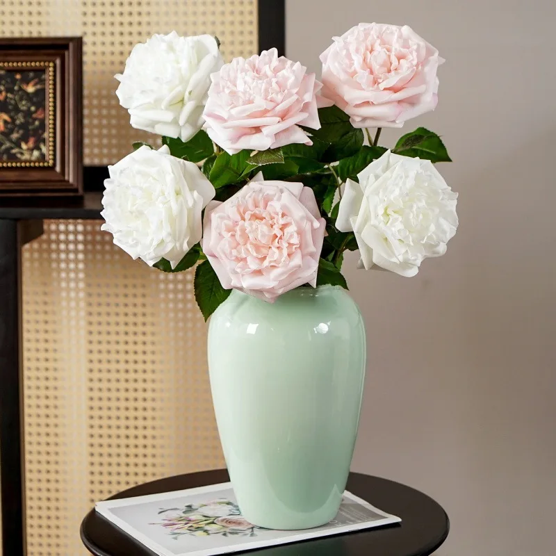 4Pcs Hand-feeling Moisturizing Rose Artificial Flowers Home Living Room Dining Table Decoration Real Touch Rose Wedding Floral