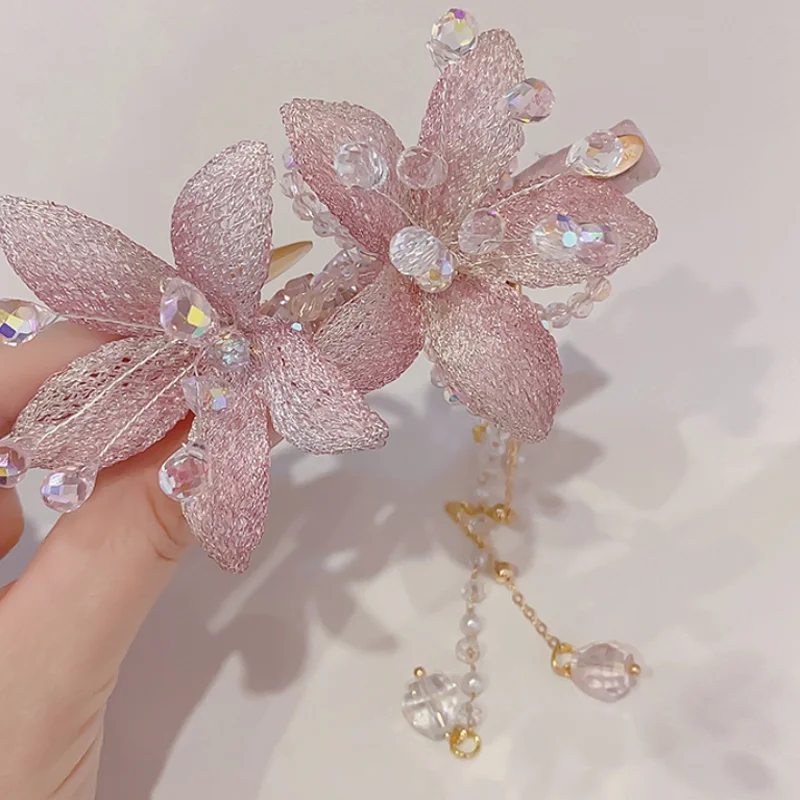 

New Mesh Embroidery Flower Duckbill Clip Handmade Side Hair Hair Clip Hairpin Sweet Hairgrips Women Barrettes Hair Accessory