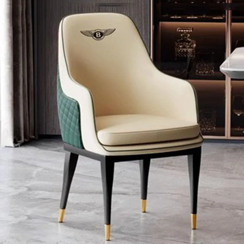 Arm Rest Modern Dining Chairs Luxury Lounge Metal Hotel Office Dining Chairs Desk Leather Muebles Para El Hogar Furniture