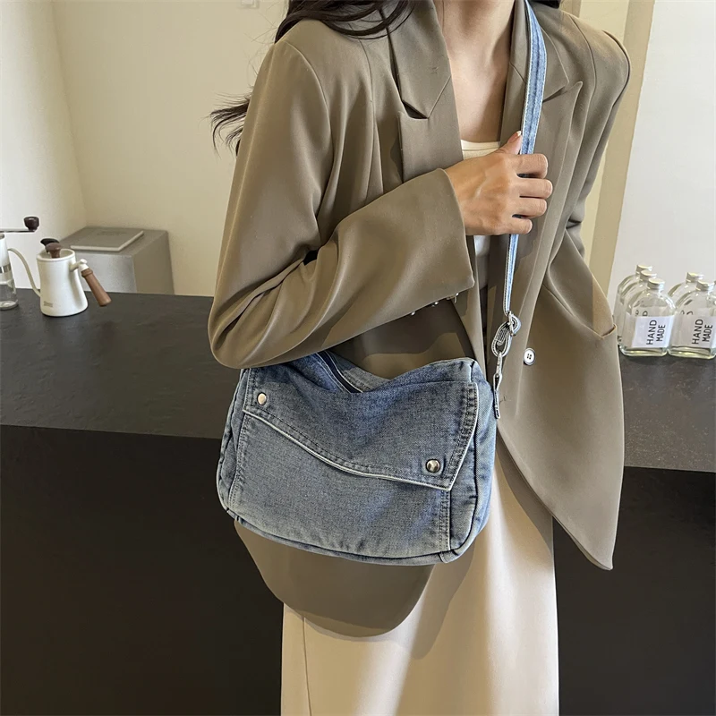 Denim Women\'s Bag Designer Luxury Bag New Jeans Handbags Canvas Shoulder Cross Bag Shopping Messenger Bag Y2K Eco Bag Korean Ins