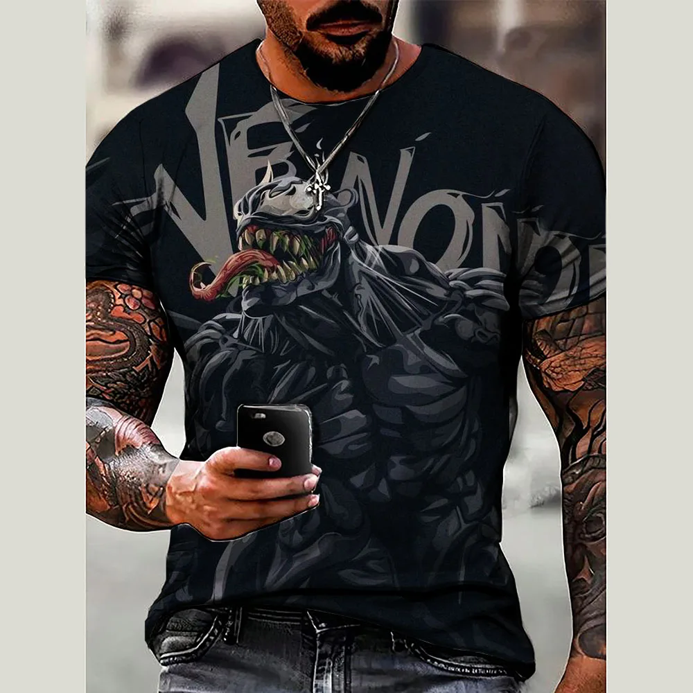 

Disney 2024 Summer New Men's T-Shirt Casual Marvel Venom Cool 3D Printed T Shirts Boy Short Sleeve Tee Oversized Men Clothing