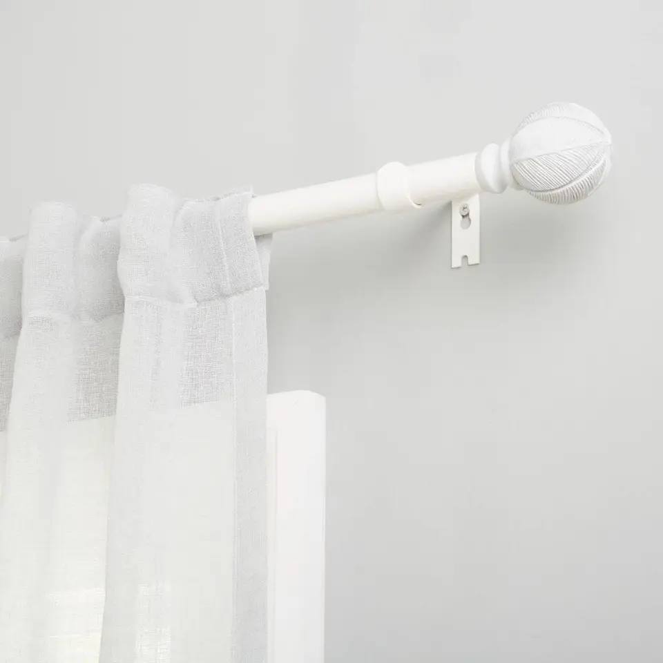 Acanthus Adjustable Window Curtain Rod Set Off White