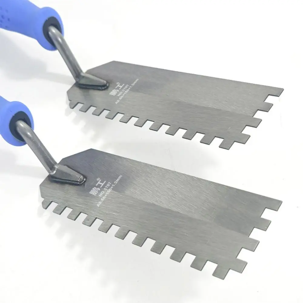 Square Tooth Trowel Tool Professional Efficient Scraping Putty Scraper Carbon Steel Anti Slip Handle Spatula Construction Tool