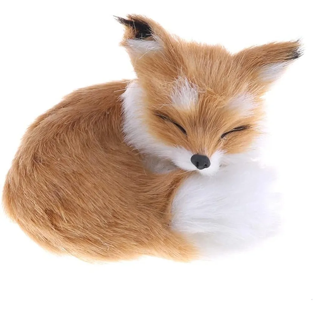 Simulated Fox Reclining Model Ornament Suitable for Home Bedroom and Office Decoration A Gift for Animal Lovers