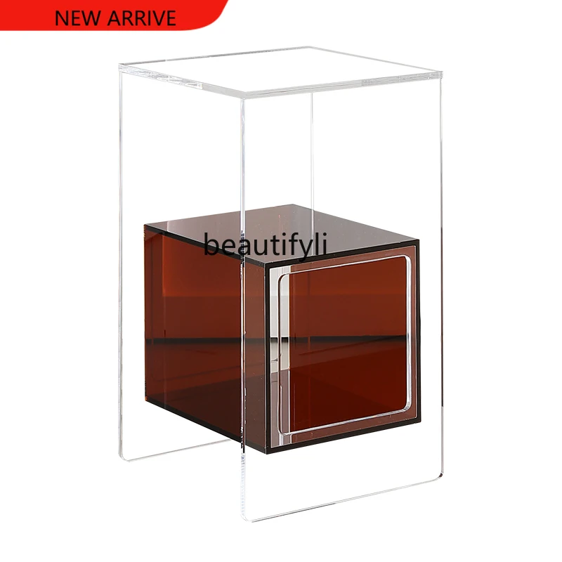 

X Acrylic Bedside Table Side Table Nordic Light Luxury Sofa Side Cabinet Transparent Bedside Storage Cabinet