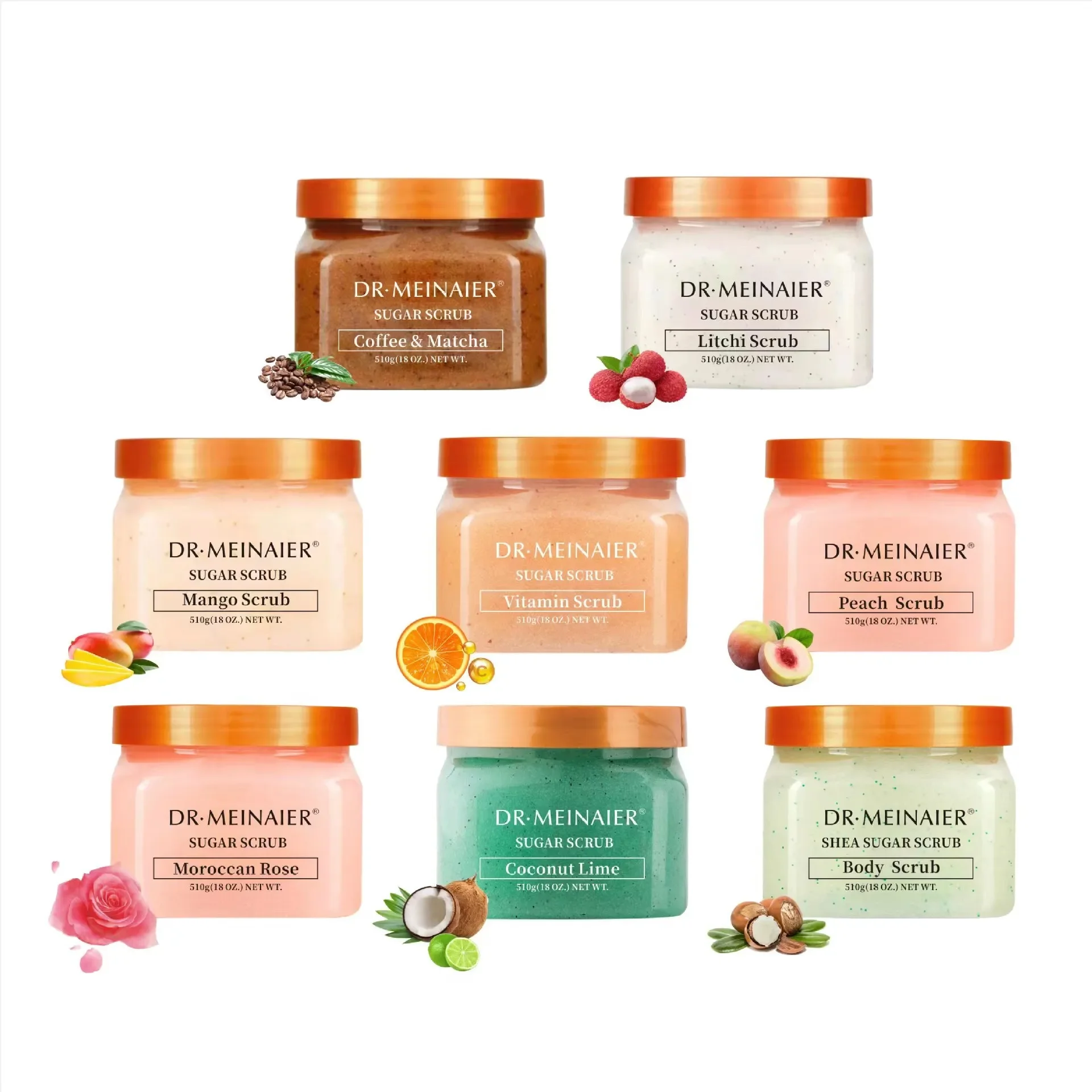 Natural Sherbet Bodyscrub Skin Care Exfoliating Whitening Organic Peach Fruit Salt Shea Sugar Body Scrub  جهاز تنظيف البشره