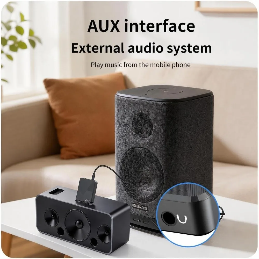 Bluetooth 6.0 Bluetooth Audio Receiver Dual Output 3.5mm AUX 30-Pin Audio Adapter 30-Pin Low Latency AUX Wireless Receiver