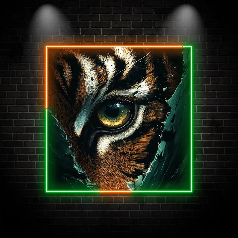 Fierce Tiger Eye LED Neon Sign - Striking & Detailed Jungle Animal Wall Art - Perfect for Bar, Game Room & Unique Home Decor