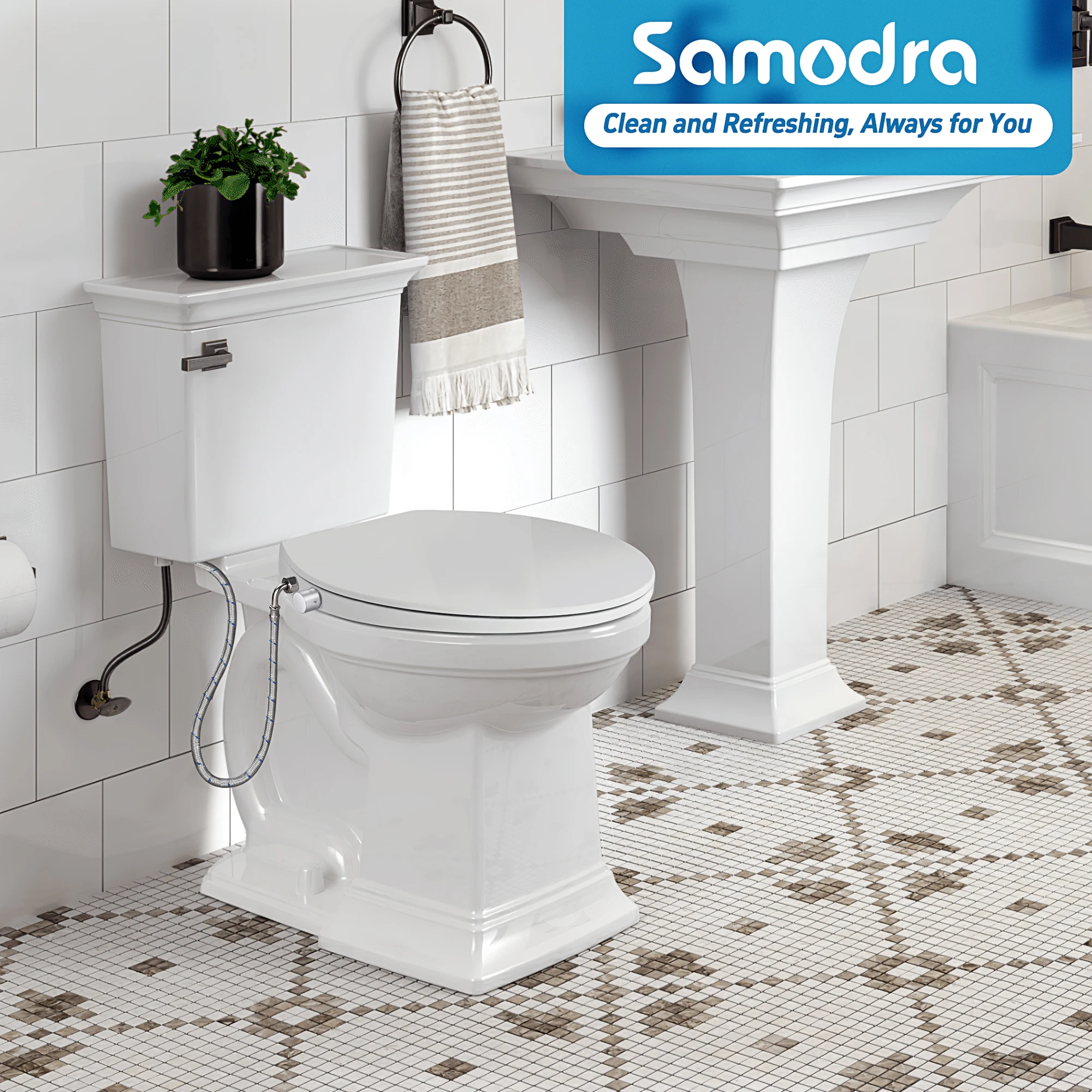Samodra runde, nicht-elektrische Bidet-Toilettensitze, weiß (nur für europäische Toiletten geeignet) – Detail 1
