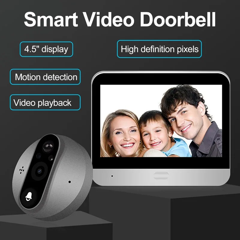 

4,3-дюймовый умный видеодомофон Tuya WiFi с поддержкой 1080P, двусторонней голосовой связью, камерой для дверного глазка, ночным видением и функцией видеонаблюдения для дома.