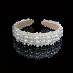 1pcs Fashion Elegance White Faux Pearl Hair Hoop Bridal Headbands Wedding Hair Accessories For Women New Wide Headband