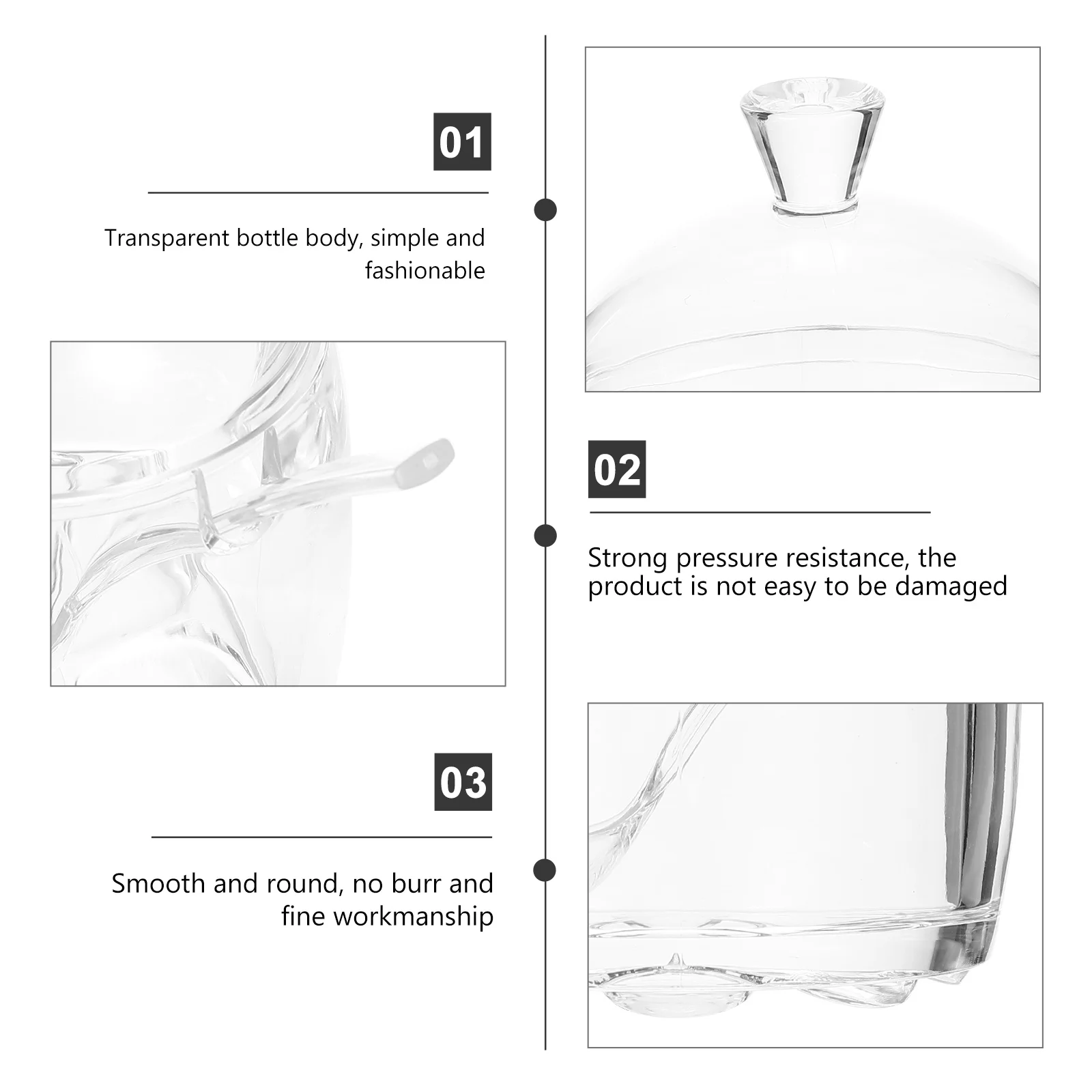 

Household Kitchen Transparent Seasoning Container Box with Spoon Lid Acrylic Spice Jar for Salt Sugar Pepper Storage