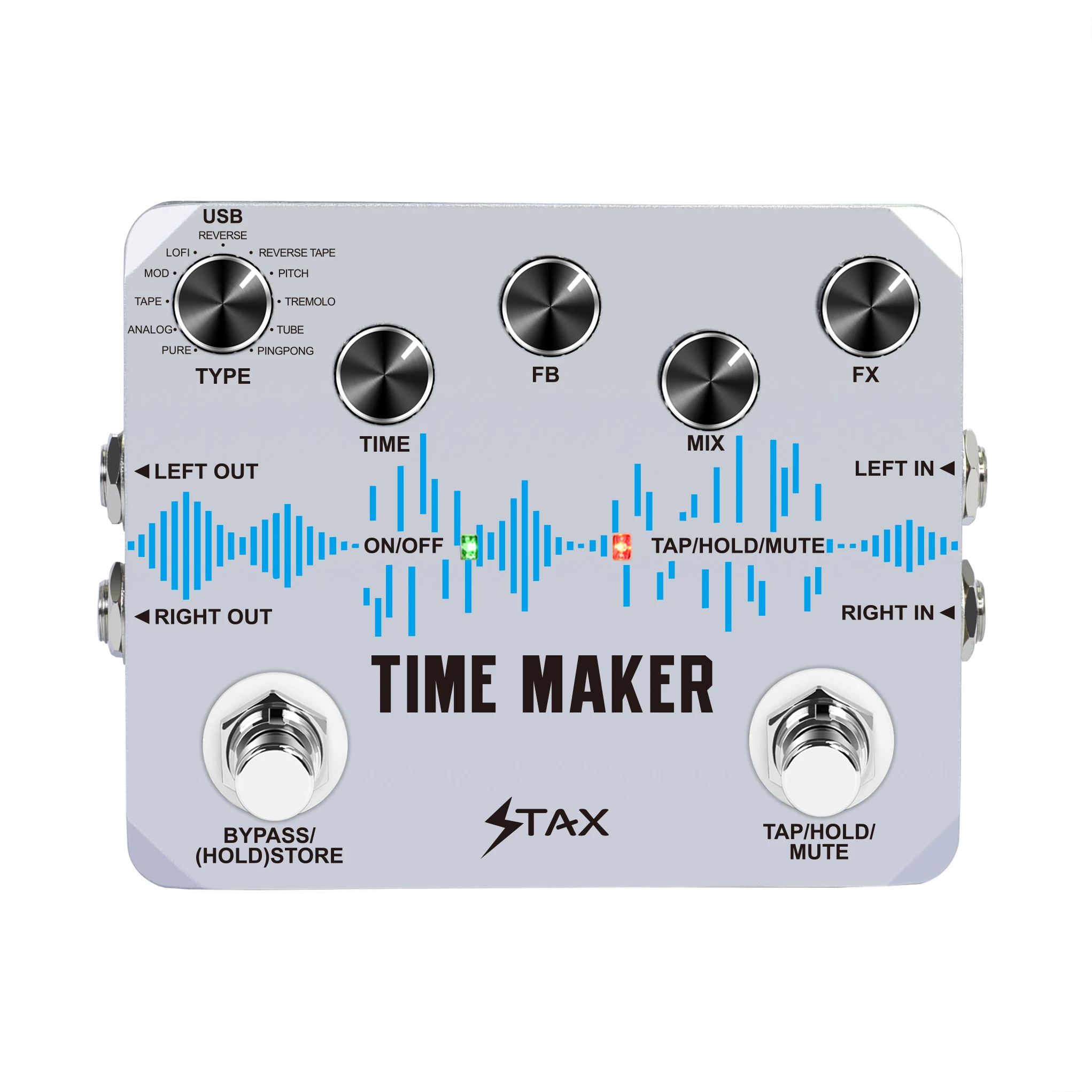 Stax Guitar Delay Pedal Time Maker 11 Types of Ultimate Delay Pedals Bass Guitar Effect Pedal with Tap Tempo True Bypass