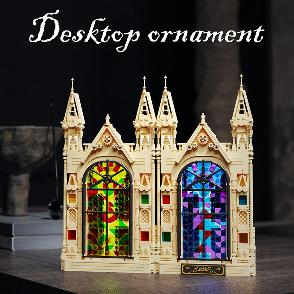 MOC Classical Church Window Grilles Street View Building Blocks Luminous Auditorium Folding Architecture Bricks Toys Kids Gifts