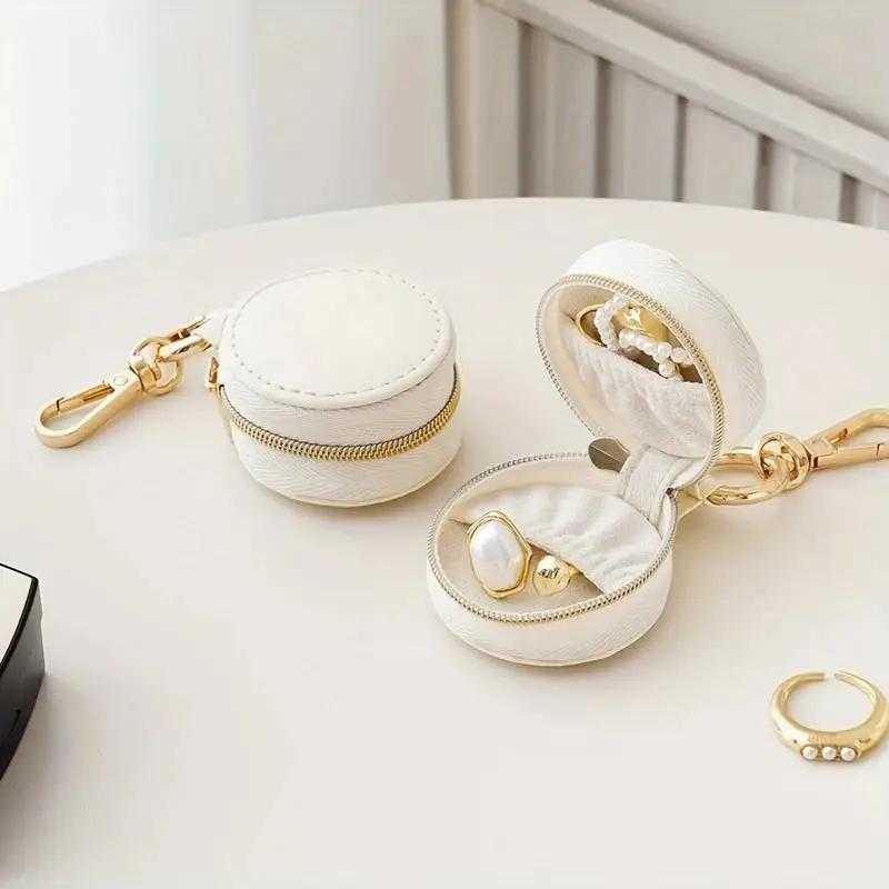 Jewelry Ring Holder Keychain Portable Travel Ring Keeper Storage Organizer Box With Key Chain Sports Versatile Display Gift view 5