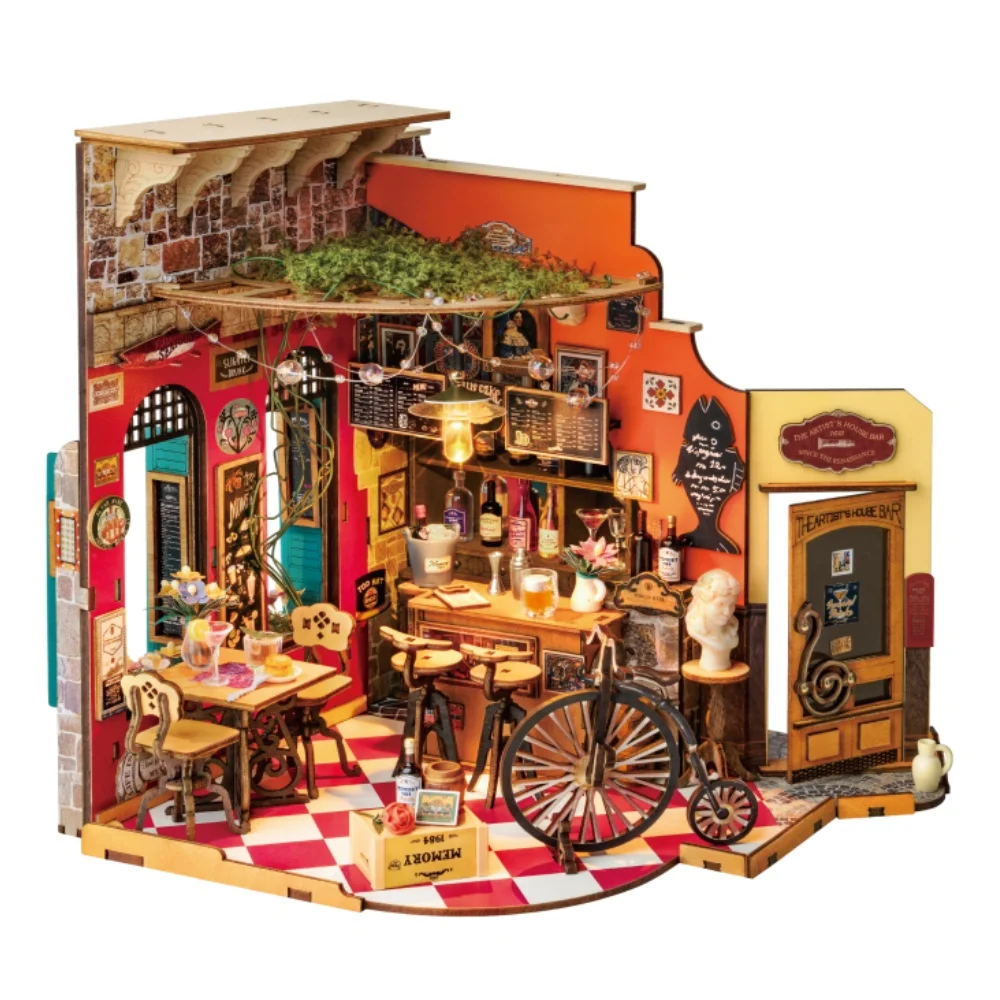 

Robotime Rolife Cheers Bar Dining DIY Miniature Dollhouse Kit Crafts Hobbies Amazing Gift for Women Children DG173