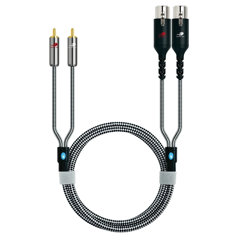 Cable de Audio Dual XLR Hembra a 2 RCA Macho, Blindado OFC, para Altavoces Estéreo HiFi, Amplificadores, Consola Mezcladora, Sistema de Cine en Casa