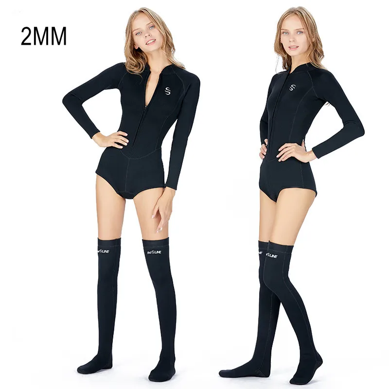

2MM Women Neoprene Long Sleeve Spearfishing Snorkeling Swim Diving Suit Socks Scuba Keep Warm UnderWater Hunt Kayaking WetSuit