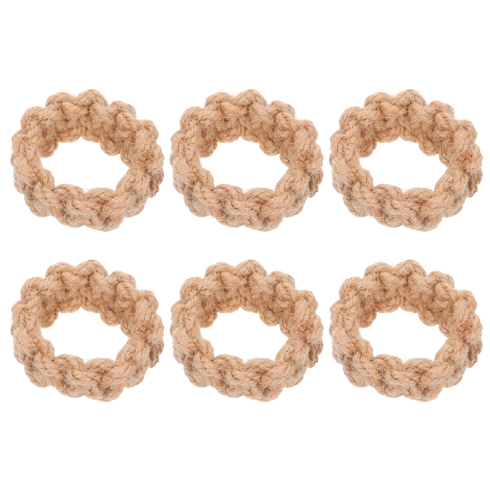 

6pcs Handwoven Jute Napkin Rings: Boho Rustic Serviette Holders For Wedding Party Table Decoration Farmhouse Elegant Napkin