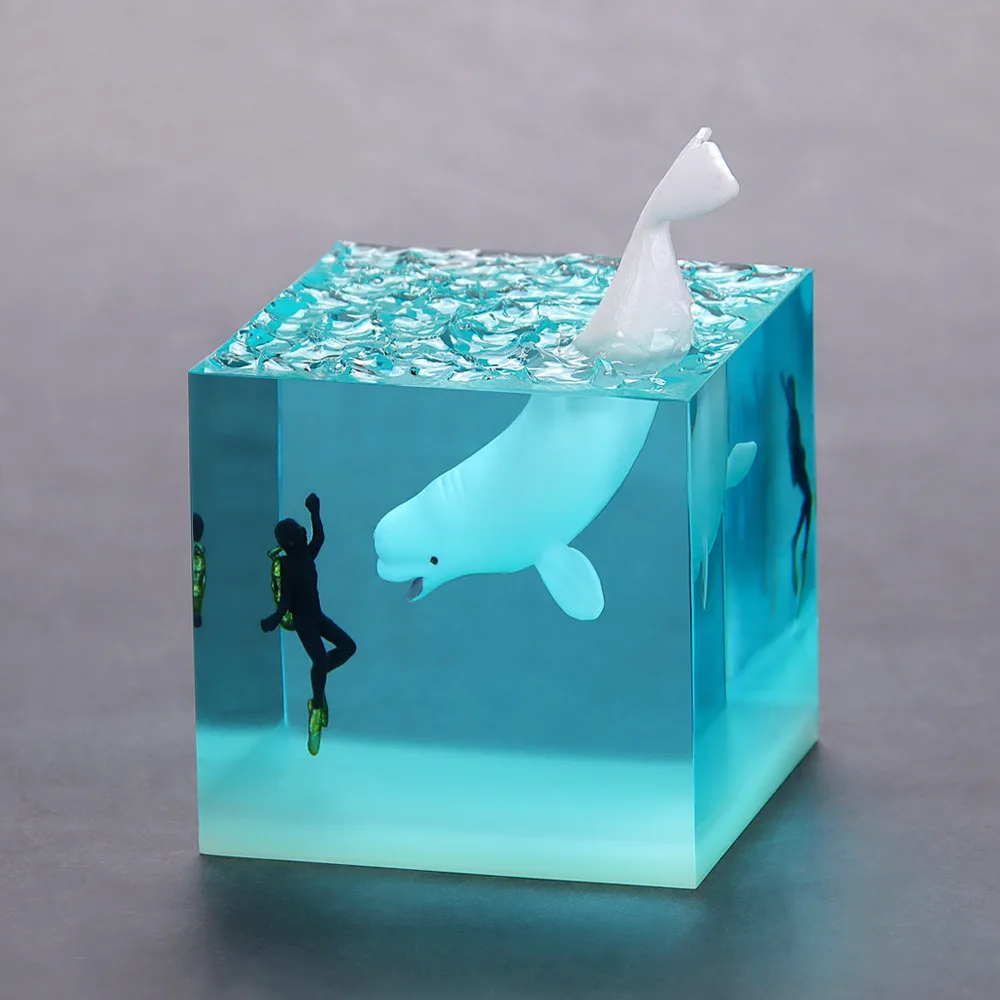 

Sea World Creative Mini Night Light, Great White Shark, whale Resin, Handmade Crafted Cube Decoration, 5 cm Birthday Gift Jewelr