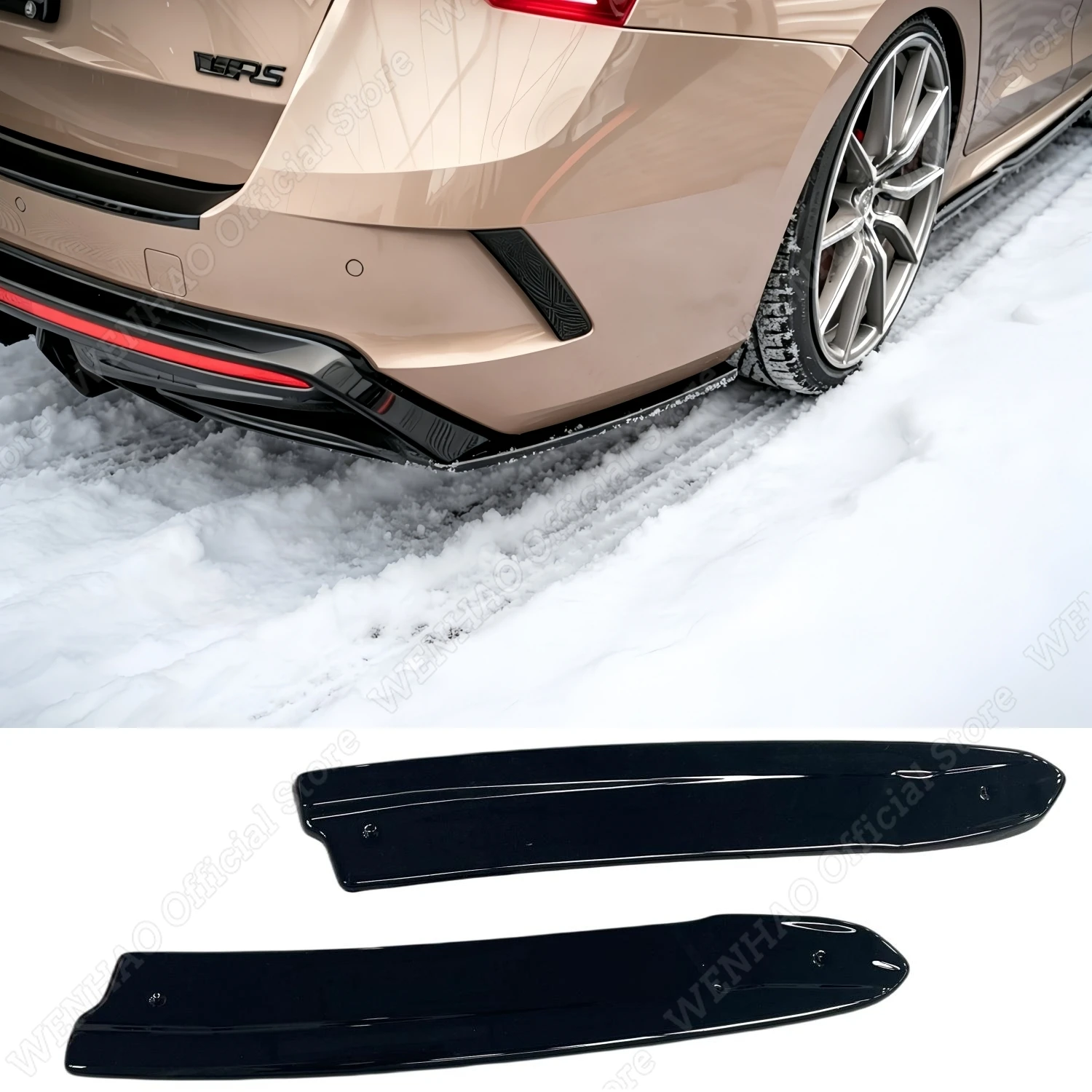 

2 шт. Накладки на задний бампер для Skoda Octavia RS Mk4 Liftback Combi 2020-2024, глянцевые черные, тюнинг, элементы обвеса