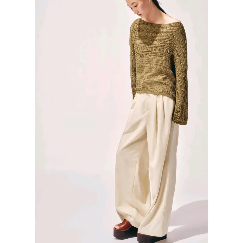 

New Autumn Women's Loose Long Sve Knitted Top with Sa Casual One-oulder Polyester Fiber Commute Sle Single Piece