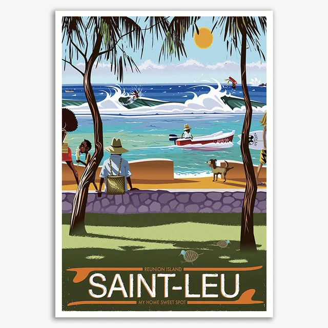 French Reunion Island Holiday Vintage Travel Posters Print Canvas Paintings City for Living Room Home Decor Wall Art Pictures