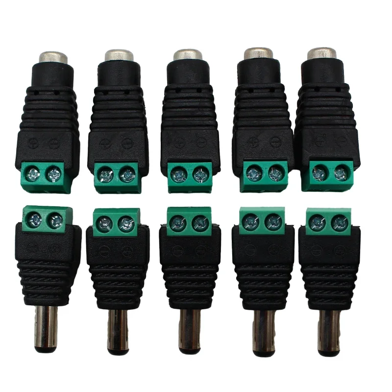 

5.5mm x 2.1mm Female Male DC Power Plug Adapter for 5050 3528 5060 Single Color LED Strip and CCTV Cameras