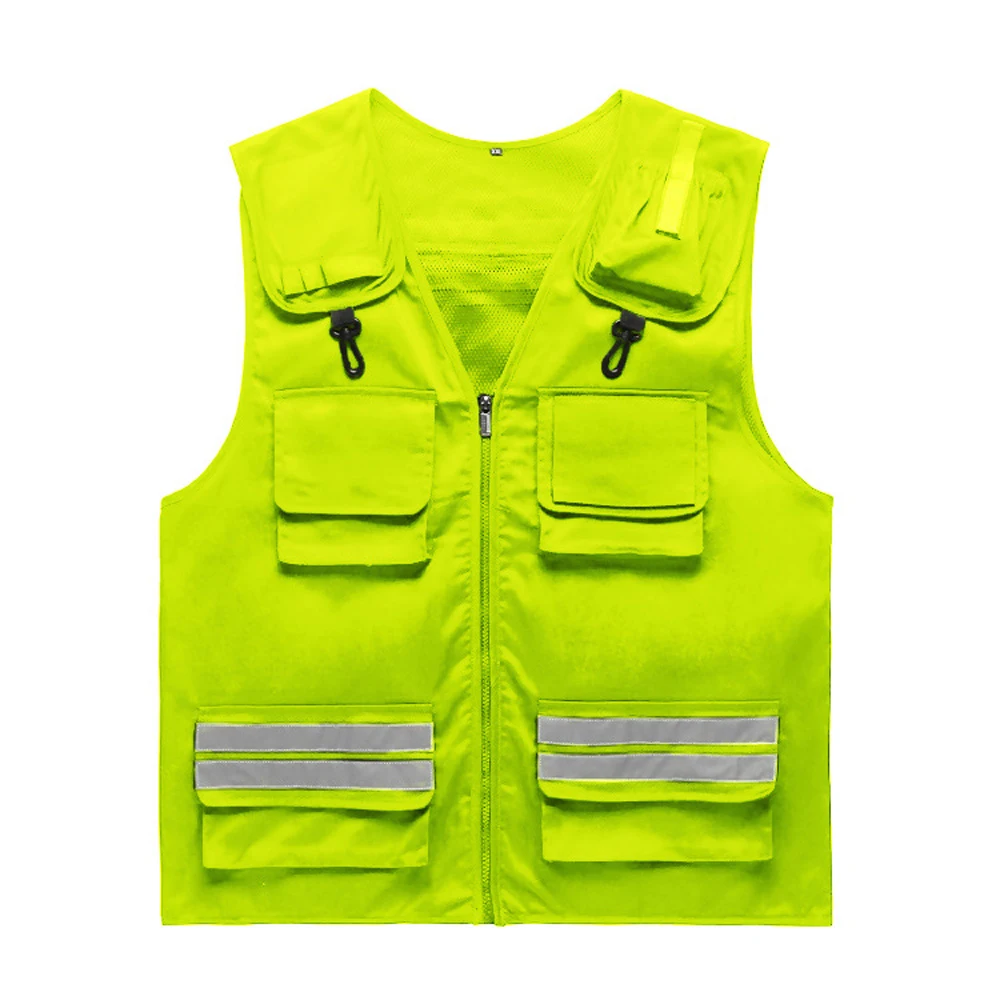 Safety Fluorescent Vest High Visibility Reflective Work Clothes for Man Construction Photography Fishing Hi Vis Workwear