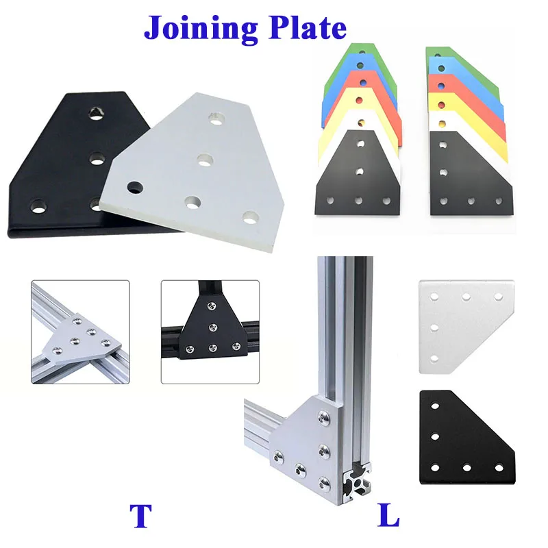 2PCS 5 Hole 90 Degree Joint Board Plate Corner Angle Bracket Connection Joint Strip for 1515 2020 3030 4040 Aluminum Profile 3D