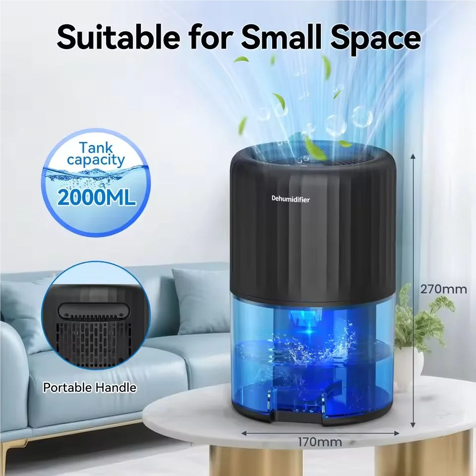 

Zaixiao Portable Dehumidifier Home Small Bedroom Living Room RV Artifact Mini Silent Colorful Light Dehumidifier