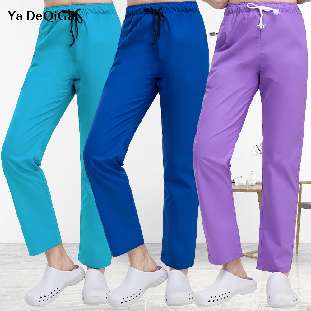 Unisex Effen Kleur Medisch Werk Veterinaire Operatiekamer Scrubs Schoonheidsbureau Broek Joggingbroek Verpleegstersuniformen