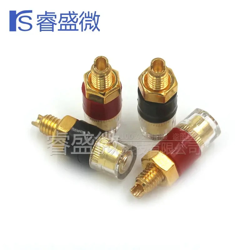 1PCS small pure copper gold-plated amplifier speaker, semi transparent crystal terminal block, banana plug socket