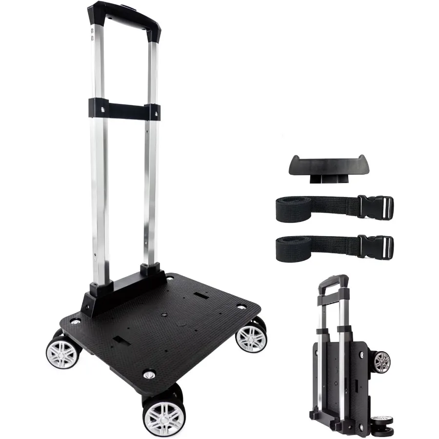

Backpack Trolley Wheeled Cart-Backpack Hand Truck with Luggage StrapAluminium Alloy Folding Trolley Cart for Bags Backpack Trav