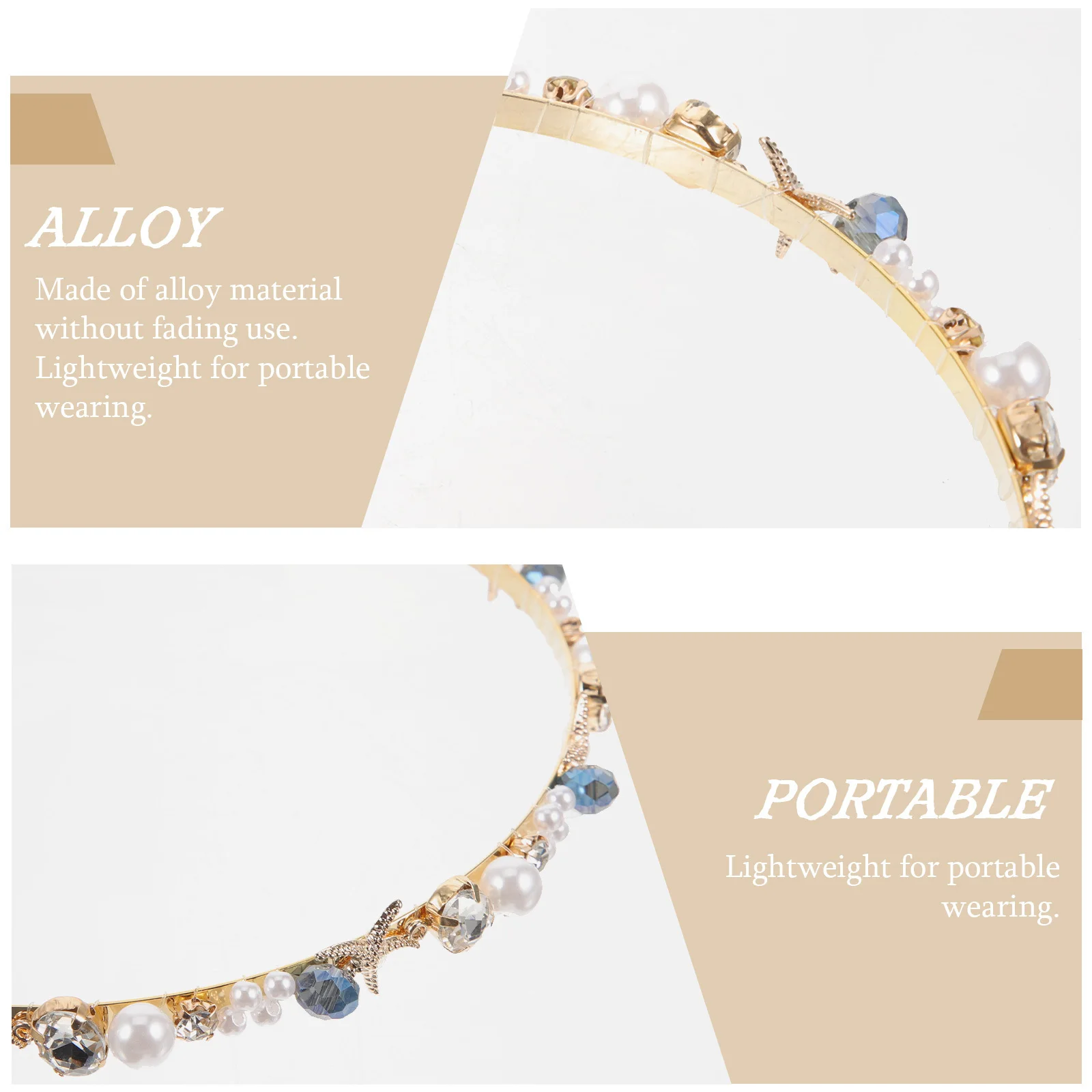 Pearl Star Headband Lightweight Bridal Headpiece Beach Wedding Hair Accessories Mermaid Crown for Girls