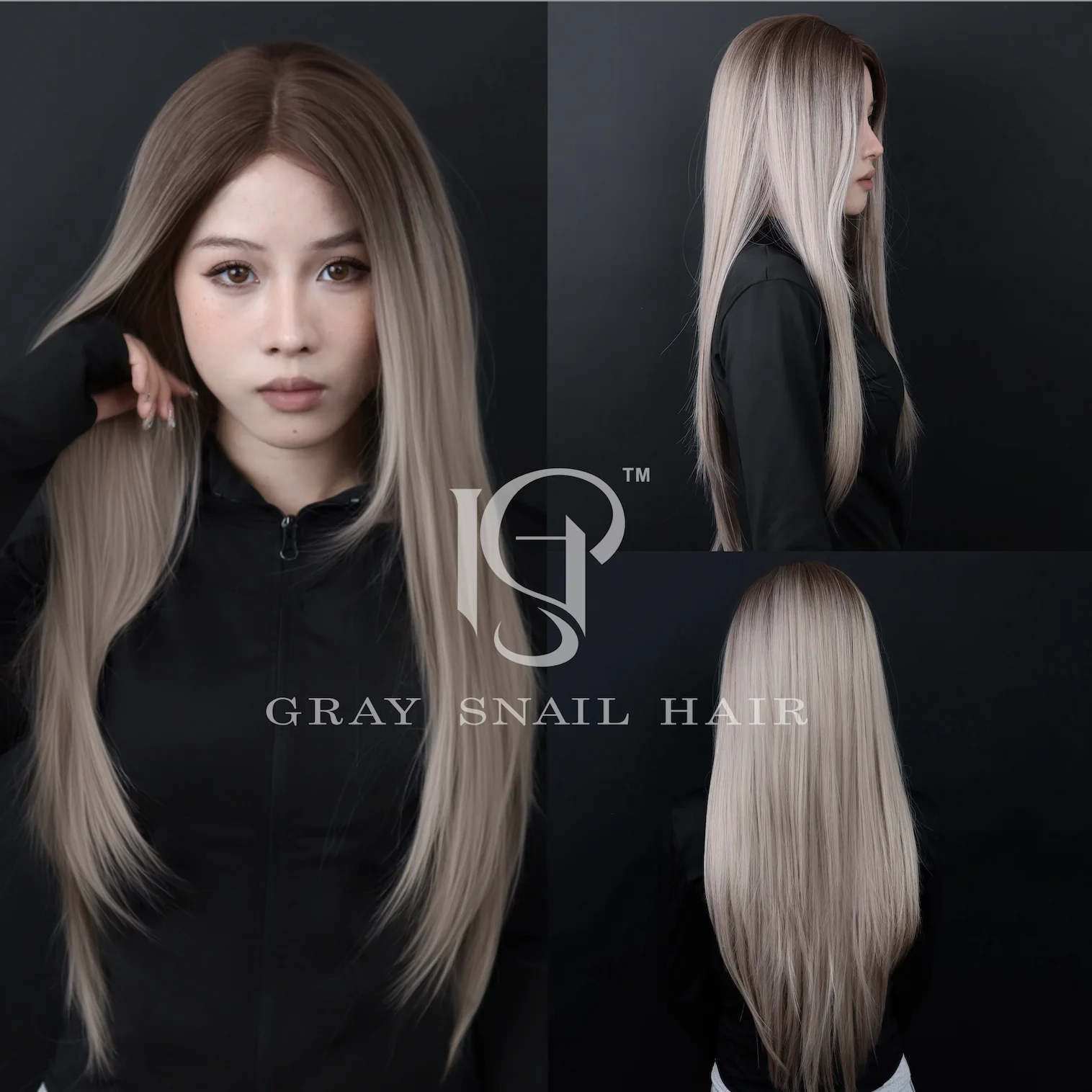 

Gray Golden Long Straight Synthetic Wig Women’s Natural Middle Part Daily Lolita Heat Resistant Smooth Hair Wig for Cosplay