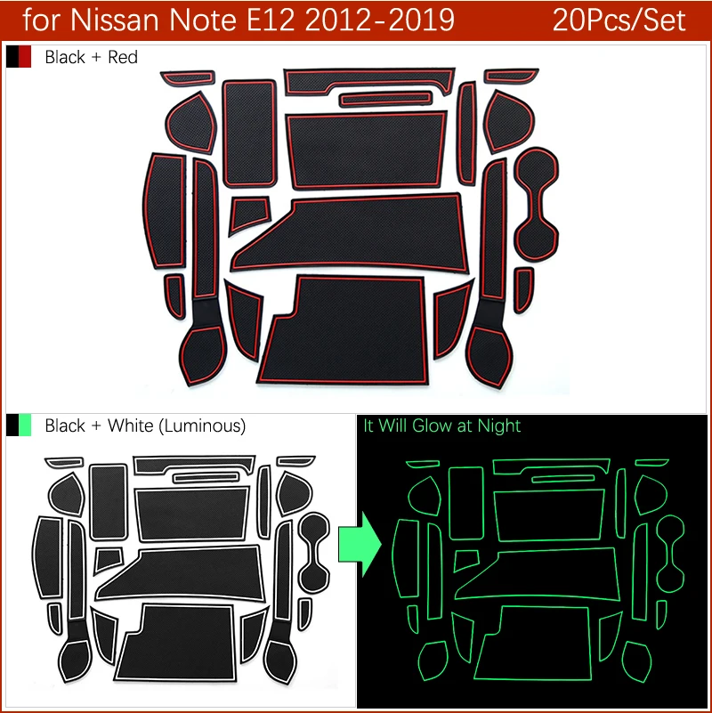 Anti-Slip Mat for Phone Gate Slot Mats for Nissan Note E12 2012~2019 Accessories Stickers Versa 2013 2014 2015 2016 2017 2018