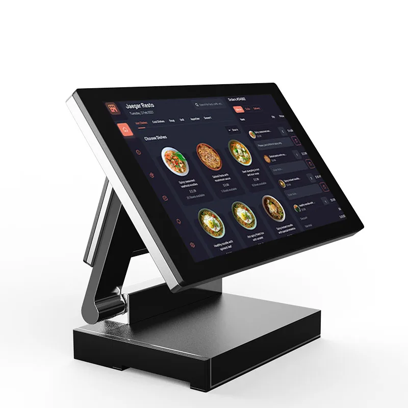 

ODM 15.6" Dual Touch Screen Terminal Self Service Desktop Point Of Sale All In One Pos System Self Ordering Fold POS System