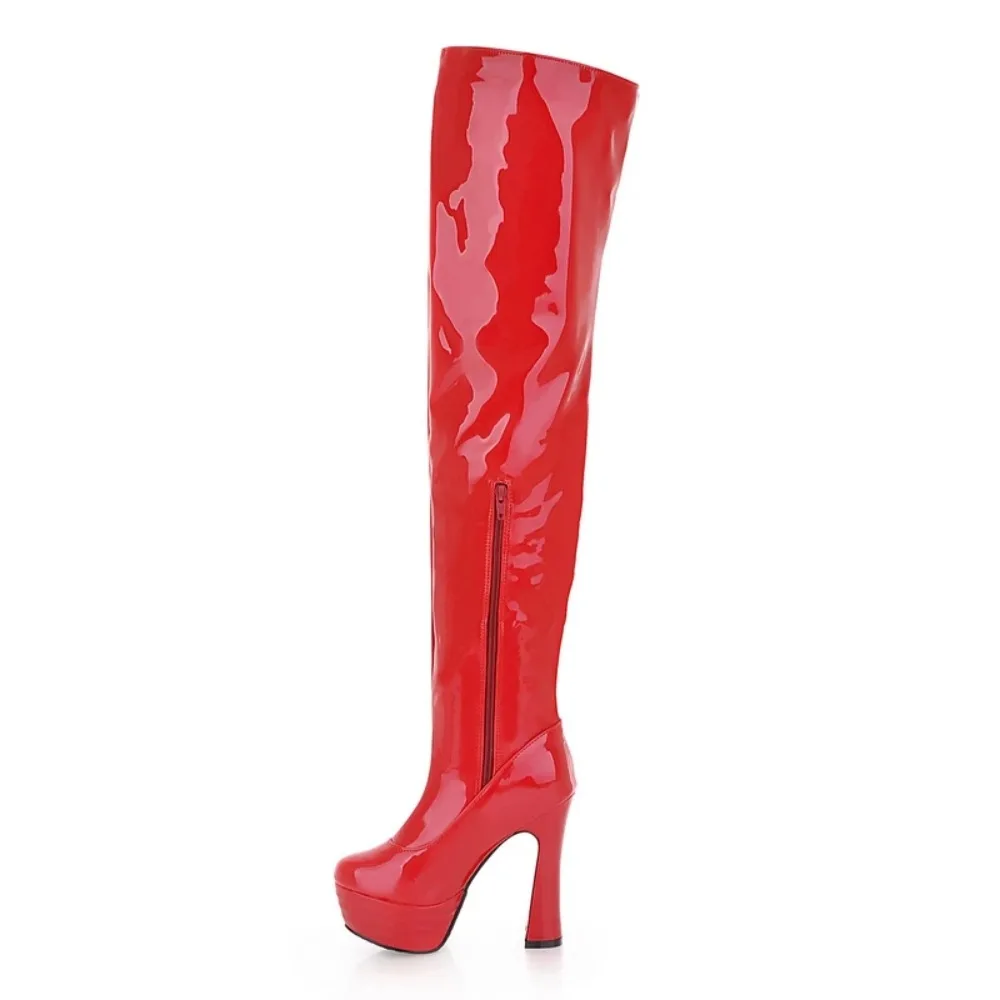 Women Boots 2020 Sexy 13CM High Heels Thigh High Winter Snow Lady Black Leather Over The Knee Long Boot Wedding Party Shoes 919