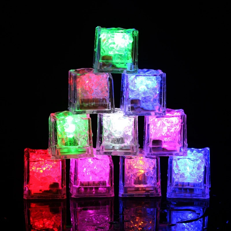 12pçs barra ktv luminosa gelo quadrado brinquedo luminoso led colorido gelo quadrado sensor de água luminoso