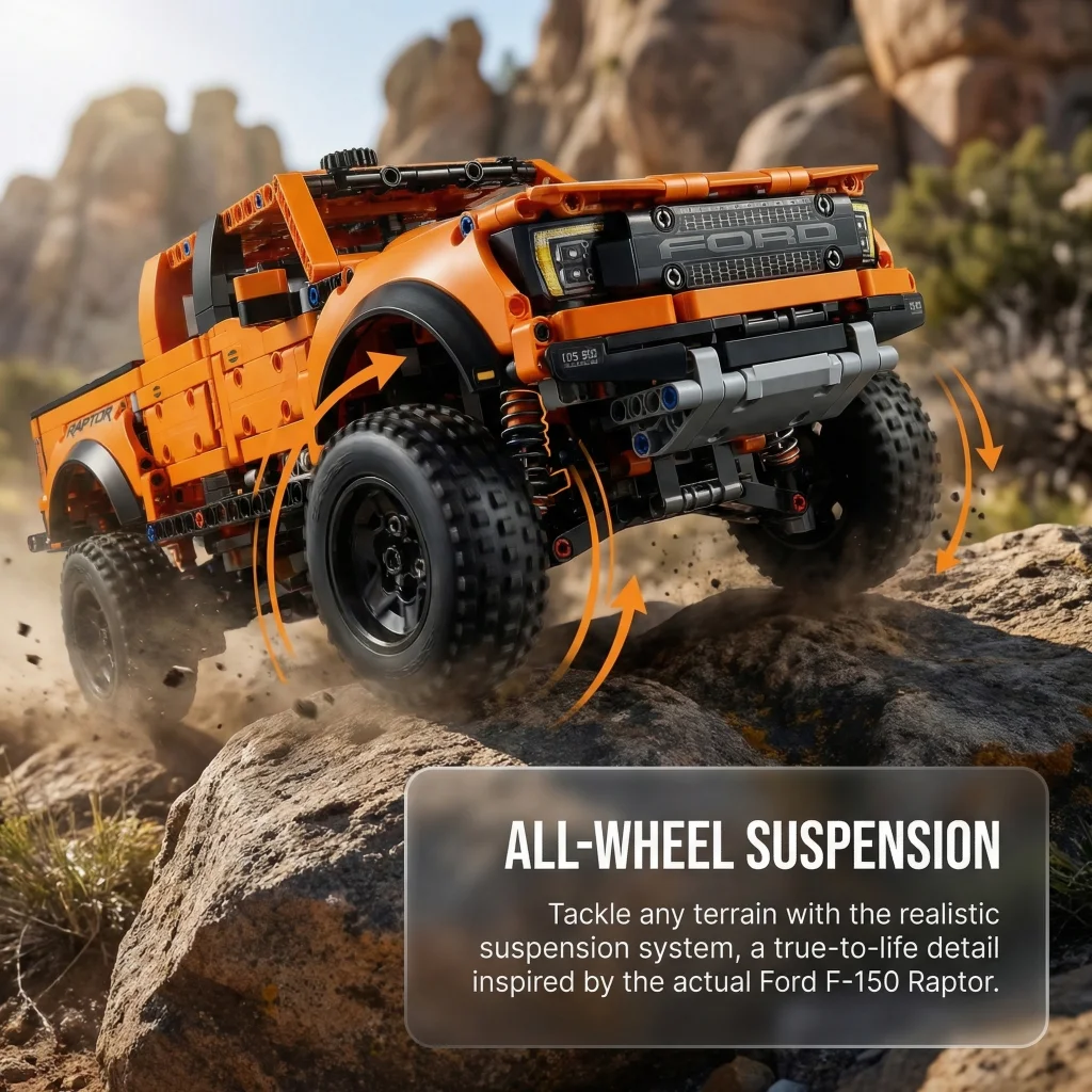 

Набор строительных блоков Ford F-150 Raptor, 1379 деталей, модель пикапа, гоночный автомобиль, 42126, коллекционная модель, игрушка для детей и взрослых